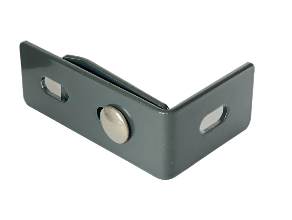 Wandhalter anthrazit RAL 7016 für Zaunanschluss, Winkel mit Langlöchern und Schraube