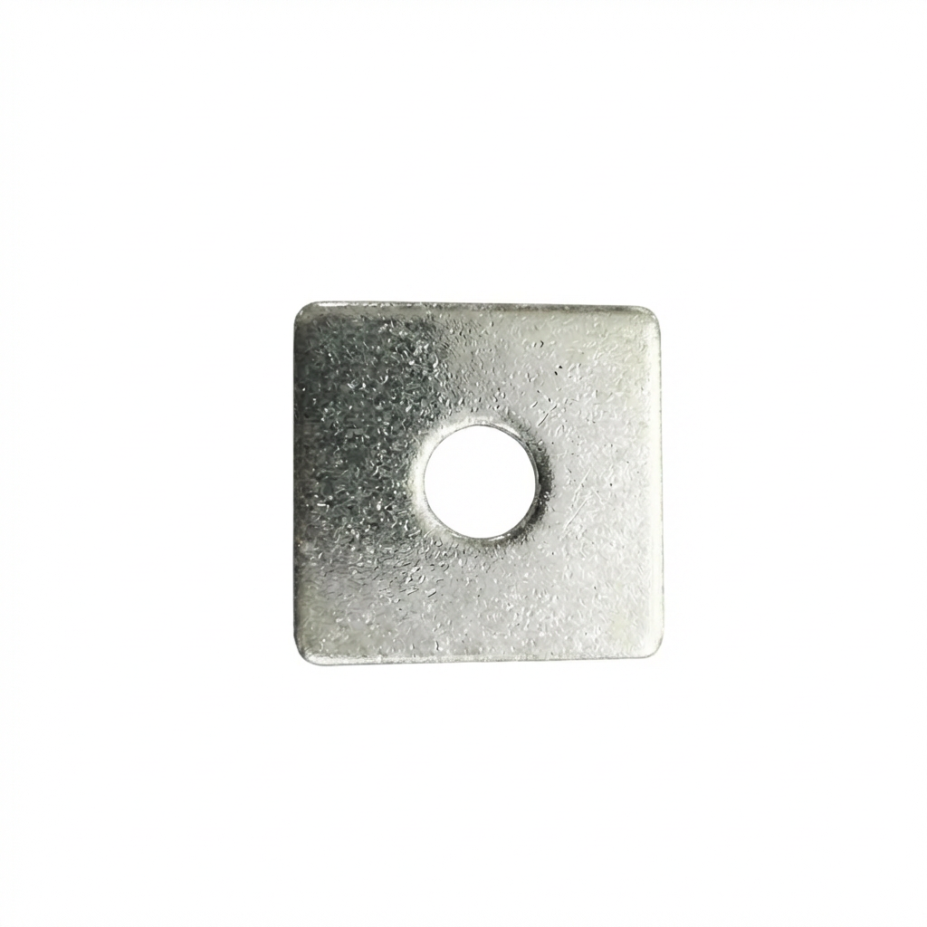 Vierkantscheibe 30x30x3 mm aus Edelstahl mit Bohrung, freigestellt in Draufsicht