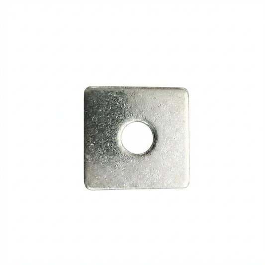 Vierkantscheibe 30x30x3 mm aus Edelstahl mit Bohrung, freigestellt in Draufsicht